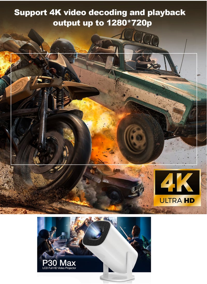 DBLEW - P30 MAX Mini Ultra HD Gaming Projector with 10,000 Built-in Games 210ANSI Lumens 4K Support Android 11 Portable Mini Cinema 130 Inches Screen Display Lamp 4K Home Entertainment Movie Theater Video Presentations 180 Degree Rotating Screen Mobile Phone Projection - Image 1