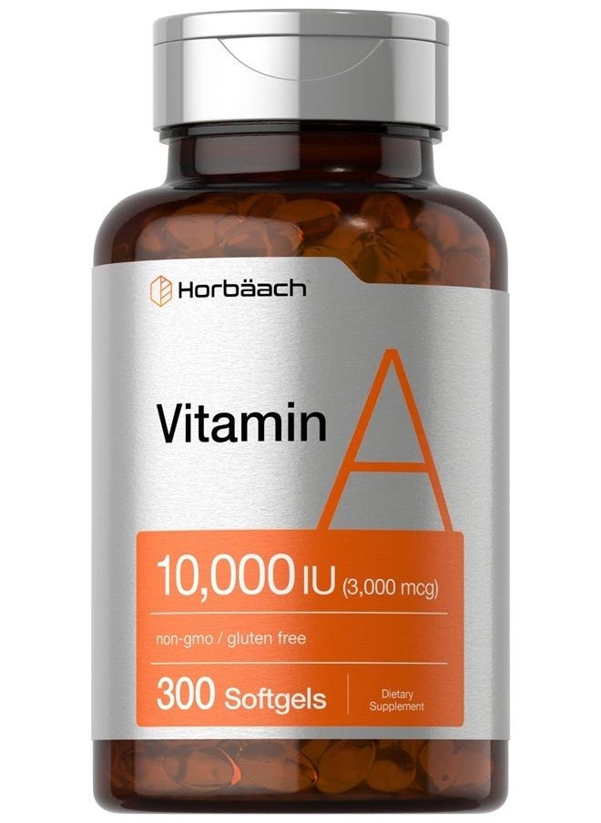 Horbäach Vitamin A 10000 IU Softgels | 300 Count | Non-GMO, Gluten Free Supplement | by Horbaach  - Image 1