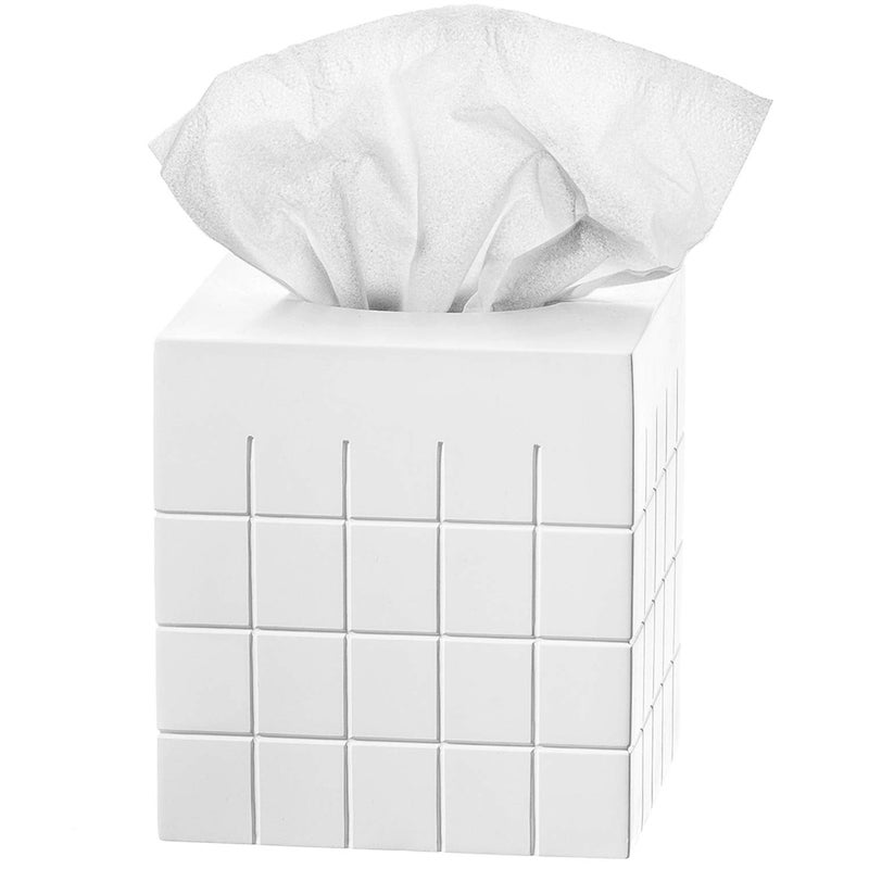 Creative Scents Polar Tissue Box Cover  Decorative Bathroom Tissue Holder White Tissue Box Cover Square for Cute Elegant Bathroom Decor Accessories