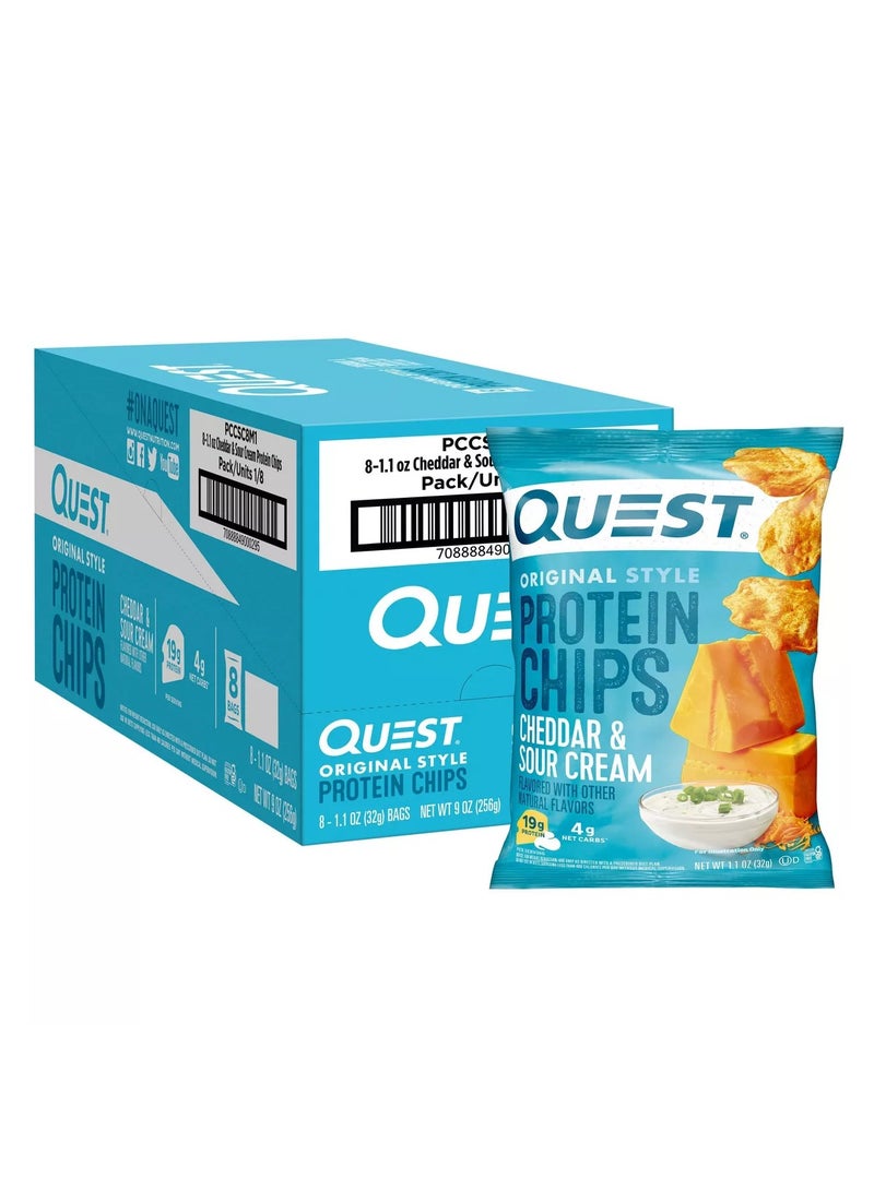 كويست رقائق البروتين الأصلية بجبنة الشيدر والكريمة الحامضة (32 جرام، عبوة من 8 قطع) - Image 1