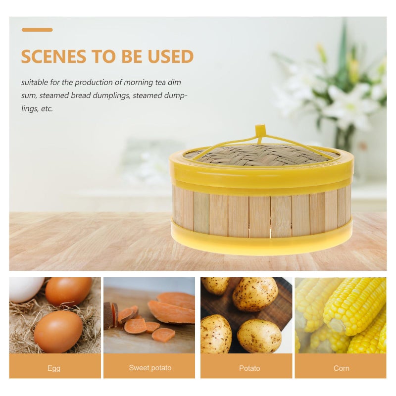 5 Inch Steamer Basket With Lid 2pcs Set Food Grade Natural Kitchen Tool - Image 4