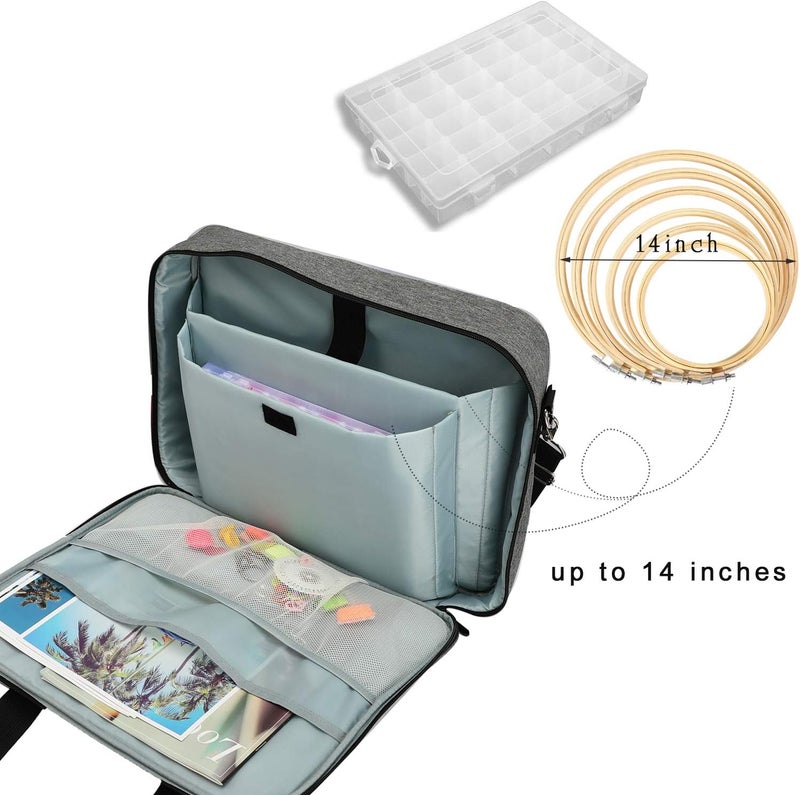 LOOEN Embroidery Project Bag, Embroidery Kits Storage Bag,Multifunctional Bag for Crochet Hooks Embroidery Floss Organizer String Bracelet Kit Sewing Thread Accessories - Image 3