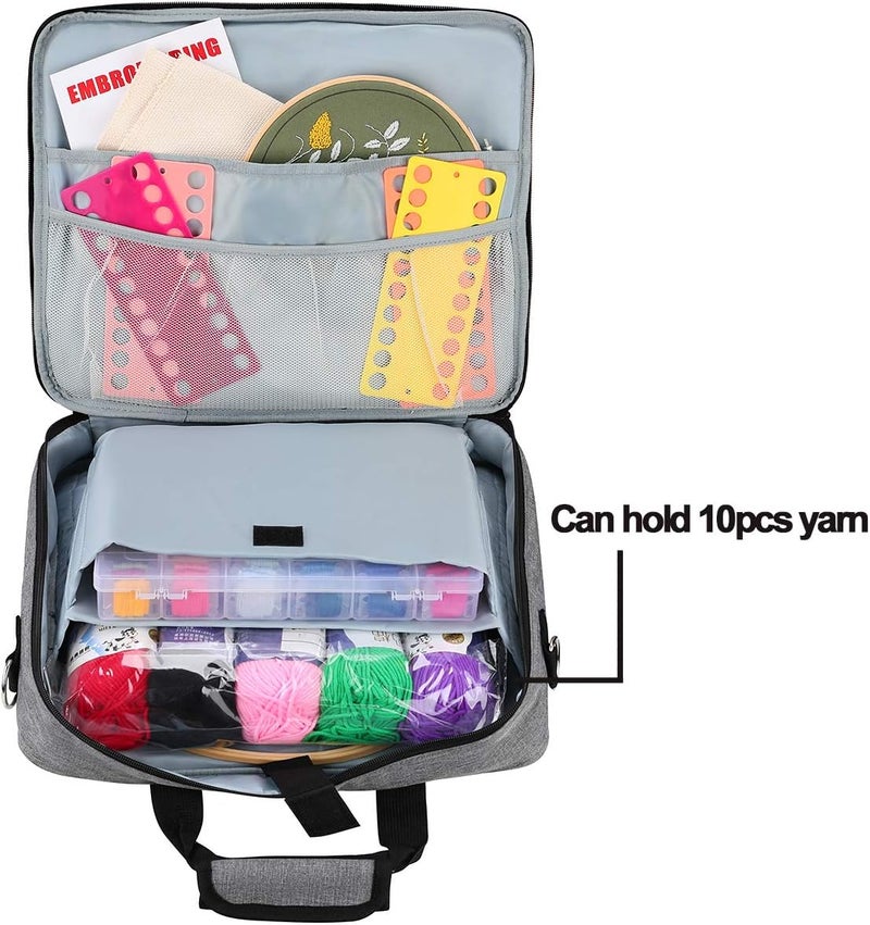 LOOEN Embroidery Project Bag, Embroidery Kits Storage Bag,Multifunctional Bag for Crochet Hooks Embroidery Floss Organizer String Bracelet Kit Sewing Thread Accessories - Image 4