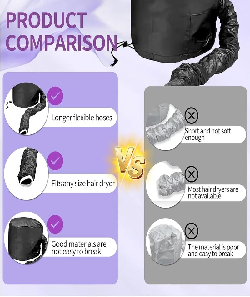 Buildcon 2 Pcs Bonnet for Curly Hair, Hair Bonnet Dryer Cap for Deep Conditioning Treatments, Adjustable Hair Drying Bonnet with Storage Bag, Convenient for Home Salon and Travel - Image 4