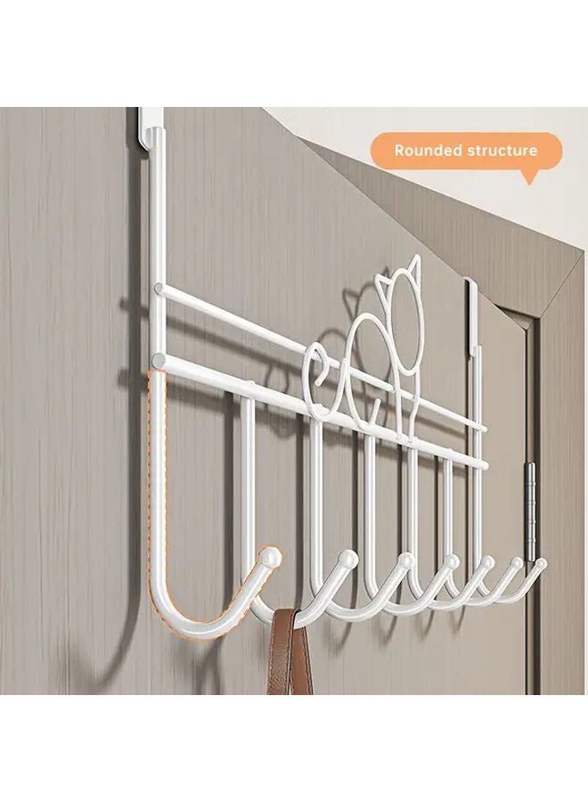 Black Crown Shaped 7 Hooks Over The Door Organizer For Towels Clothes - Image 3