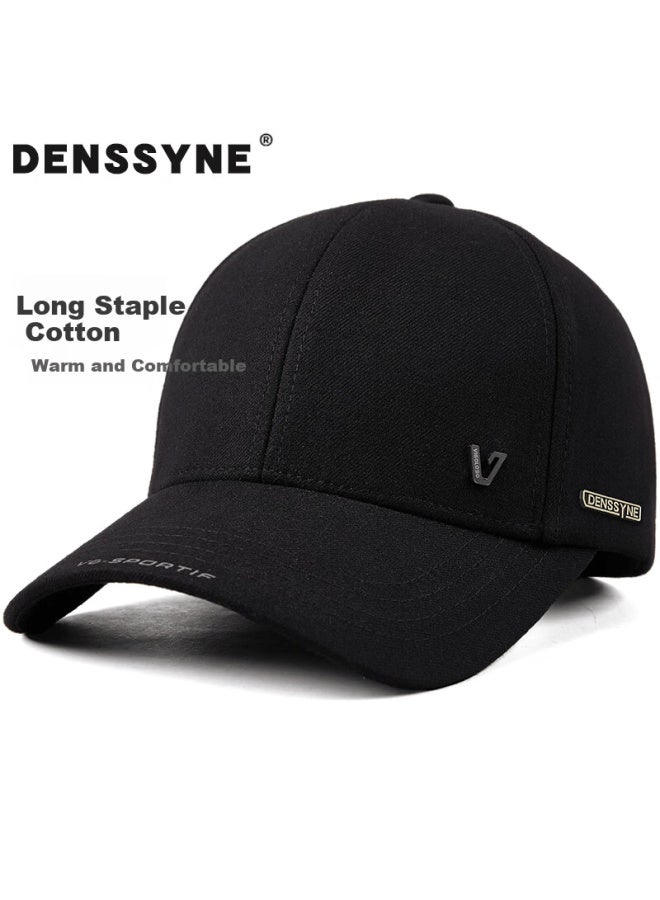 Denssyne Desina Long-staple Cotton Men's High-end Four-season Hard-top Baseball Cap Middle-aged And Elderly Black Casual Outdoor Windproof Duckbill Cap - Image 1