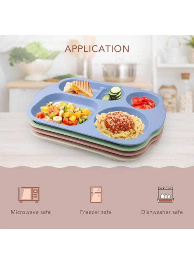 12 Inch (4PCS) Large Unbreakable Divided Plates for Kids Adults, Dishwasher & Microwave Safe Plates, Lightweight Reusable Plastic Compartment Plates, BPA Free and Healthy - Image 3