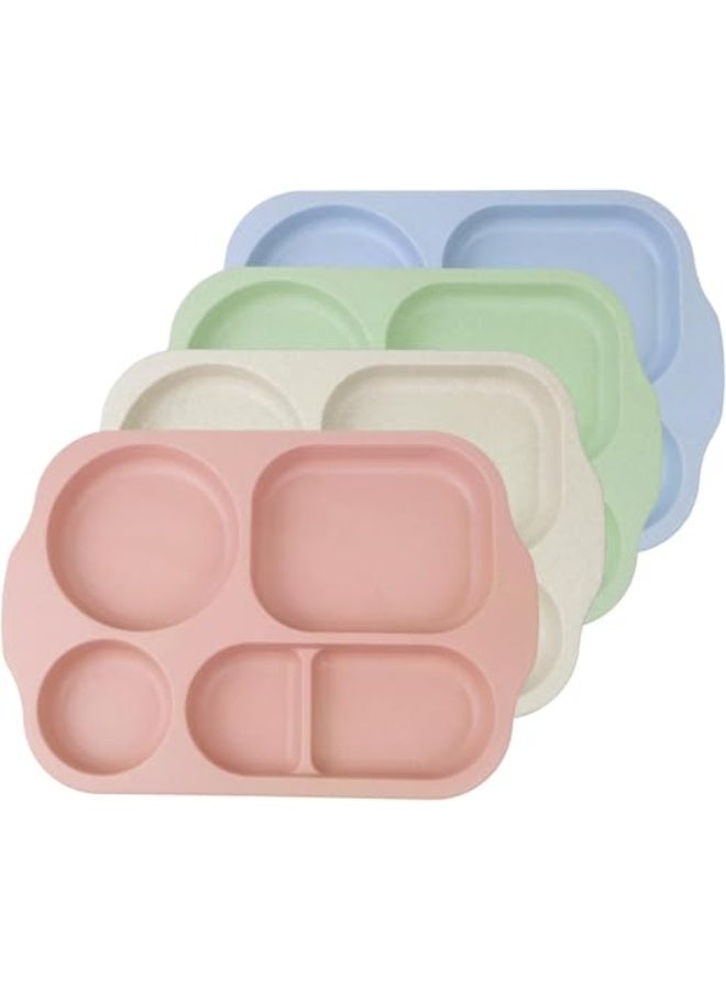 12 Inch (4PCS) Large Unbreakable Divided Plates for Kids Adults, Dishwasher & Microwave Safe Plates, Lightweight Reusable Plastic Compartment Plates, BPA Free and Healthy - Image 1