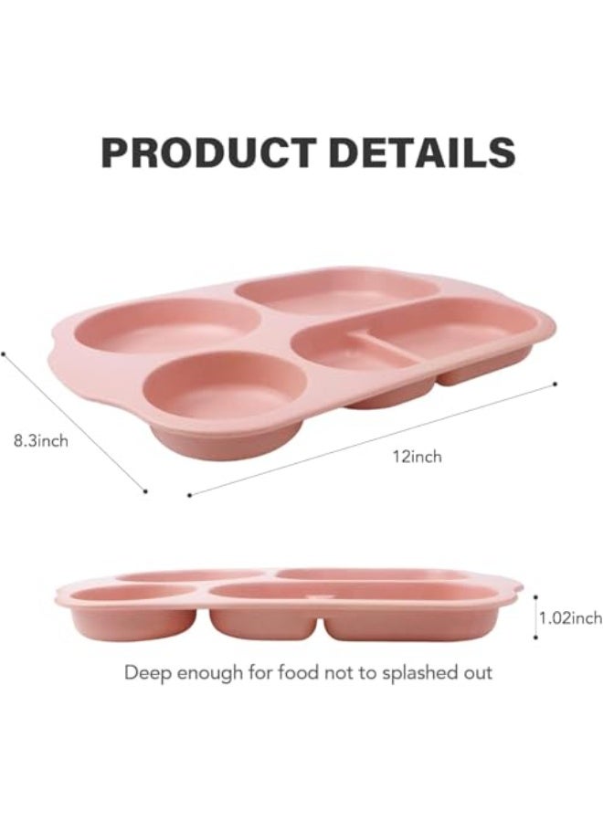 12 Inch (4PCS) Large Unbreakable Divided Plates for Kids Adults, Dishwasher & Microwave Safe Plates, Lightweight Reusable Plastic Compartment Plates, BPA Free and Healthy - Image 2