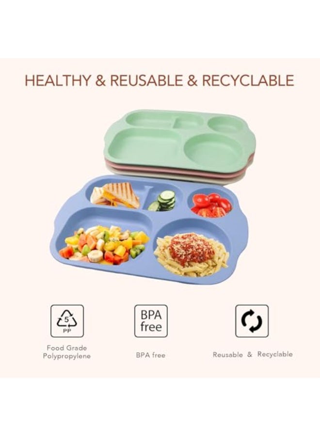 12 Inch (4PCS) Large Unbreakable Divided Plates for Kids Adults, Dishwasher & Microwave Safe Plates, Lightweight Reusable Plastic Compartment Plates, BPA Free and Healthy - Image 4