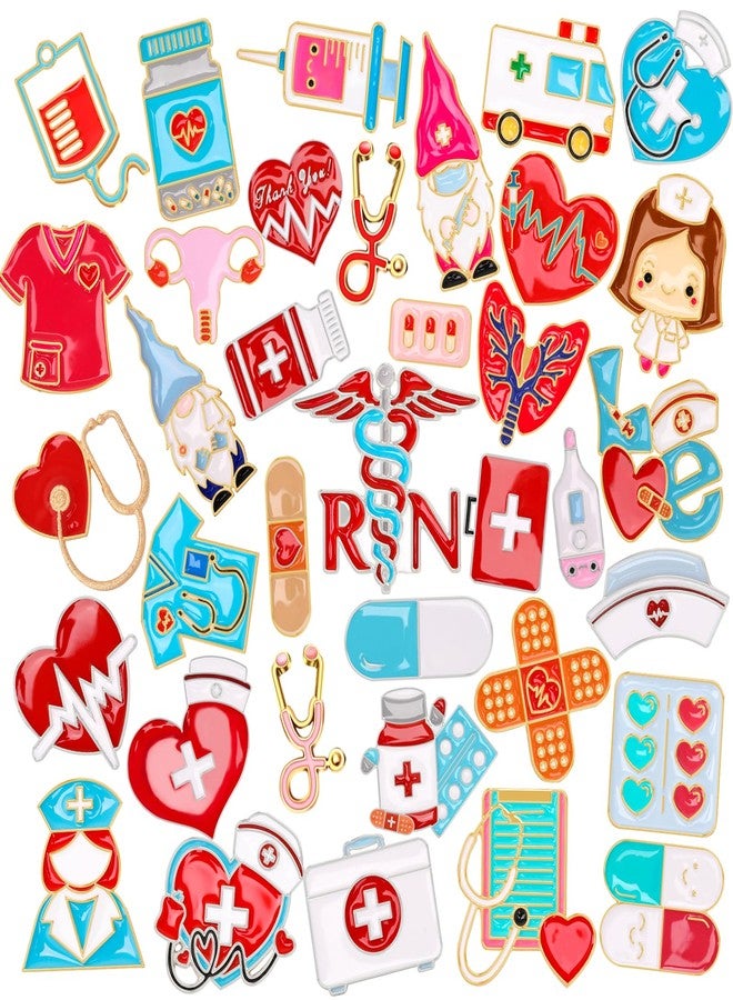 DTOFOOT 36 PCS Nurse Enamel Pins Nursing Medical Brooches Badges Stethoscope Ambulance Pill Syringe Nurse Theme Thank You Nurse DIY Brooch Pins for Clothes Bags Backpack Decoration - Image 1