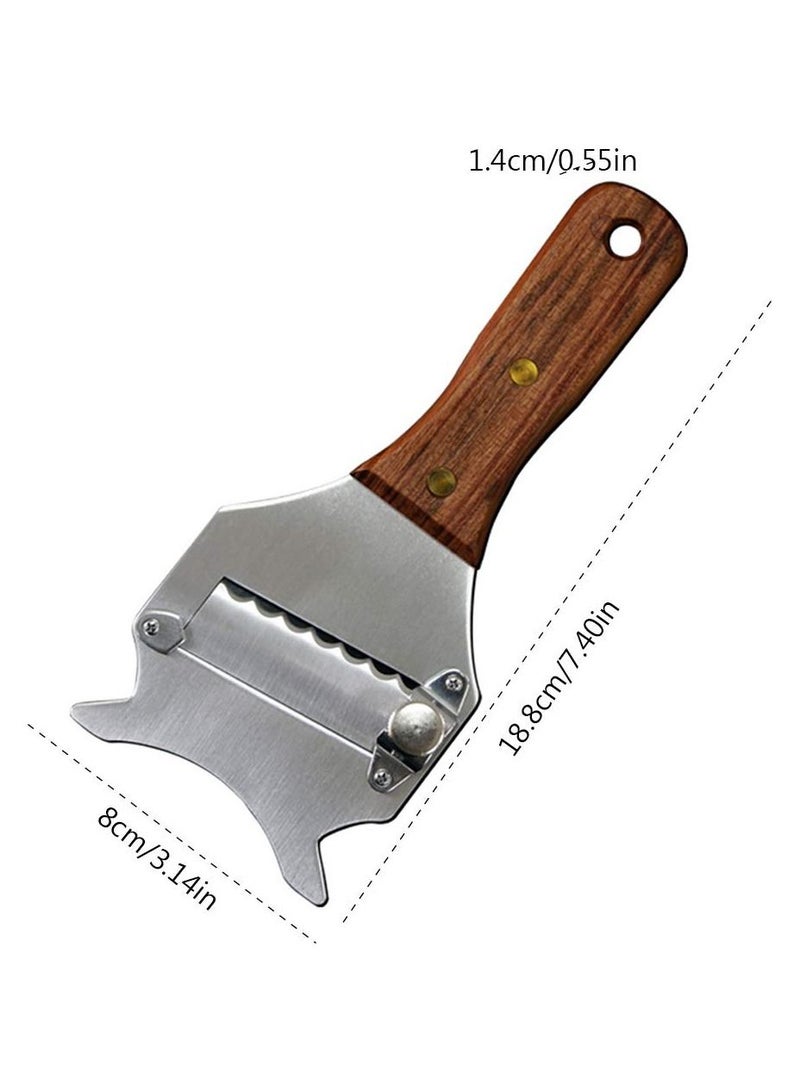 سيوسي قطاعة الكمأ ، قطاعة الكمأ من الفولاذ المقاوم للصدأ متعددة الوظائف من SYOSI ، ماكينة حلاقة الزبدة القابلة للتعديل بمقبض خشبي لتجعيد الكمأ والشوكولاتة - Image 5