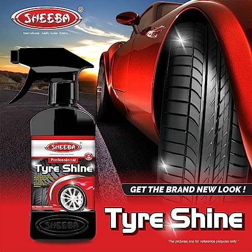 SHEEBA Tyre Shine (500mL Polish) with Microfiber Cleaning Cum Detailing Towel and Applicator Foam Pad - Image 5
