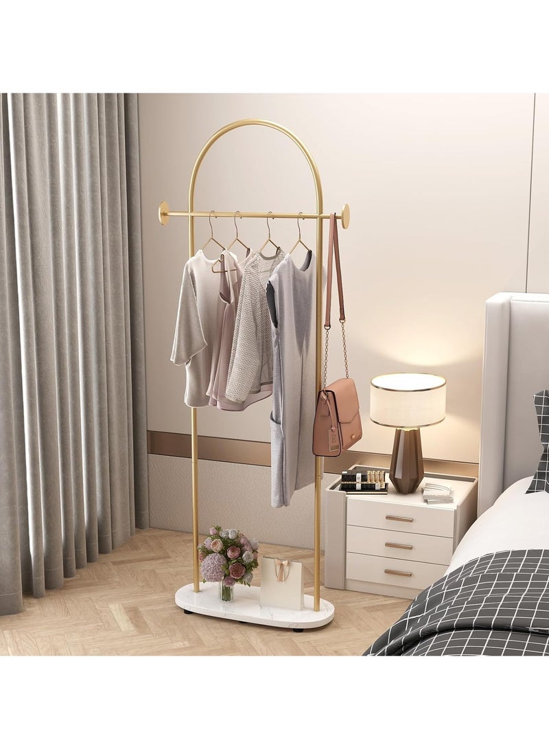 YQbest Modern Metal Coat Rack Freestanding Fashionable And Versatile Coat Rack And Clothes Hanger Stand Half Round Shape Multi Functional Arch Shaped Metal Coat Hanger For A Sleek And Organized Living Space For Bedroom Entryway Living Room Boutique Office Clothing Store Gold  - Image 3