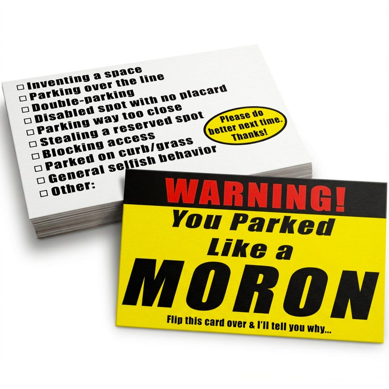 Witty Yeti Funny Bad Parking Notes 25 Pack Novelty Prank Cards with Checklist Back Humorous Gag Gift for Adults Stocking Stuffer White Elephant - Image 2