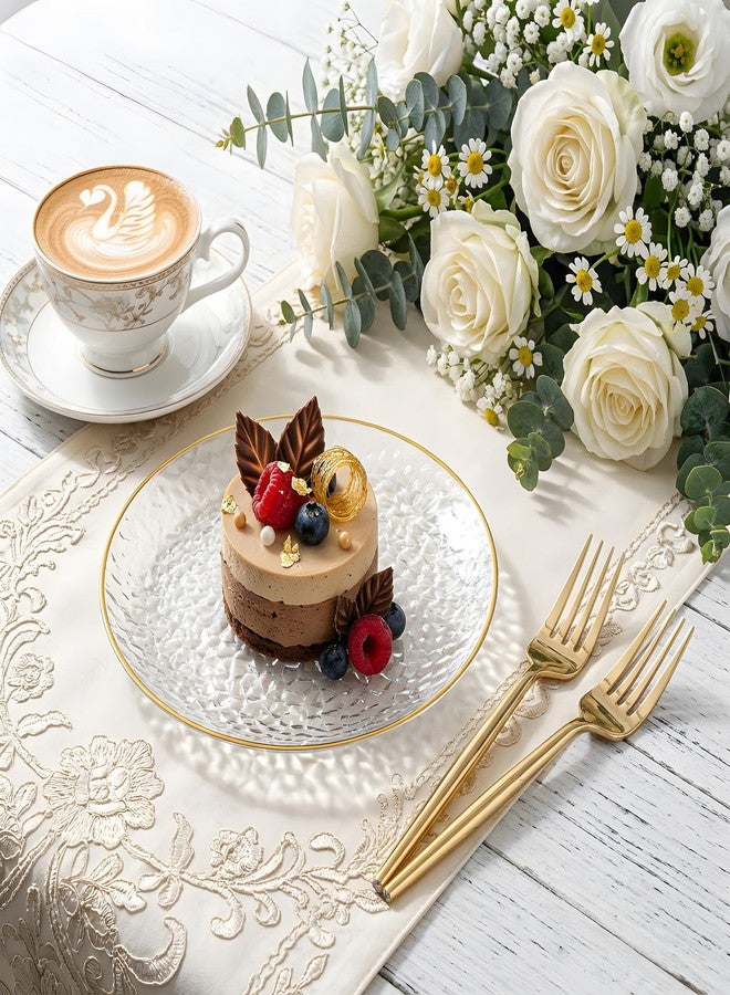 Rubtlamp 200 Pcs Clear Dessert Plates 7" with Forks 7.6",Clear Plastic Cake/Appetizer Platos, Dessert Plates Disposable, Hammered Party Platos Include 100platos and 100forks for Party&Birthday - Image 4