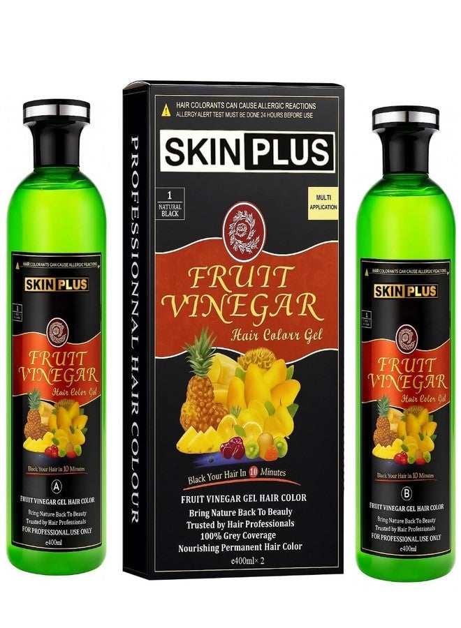 SKINPLUS Fruit Vinegar Gel Organic & Natural Hair Color Dye for Black Hair (BLACK, 800 ML) - Image 1