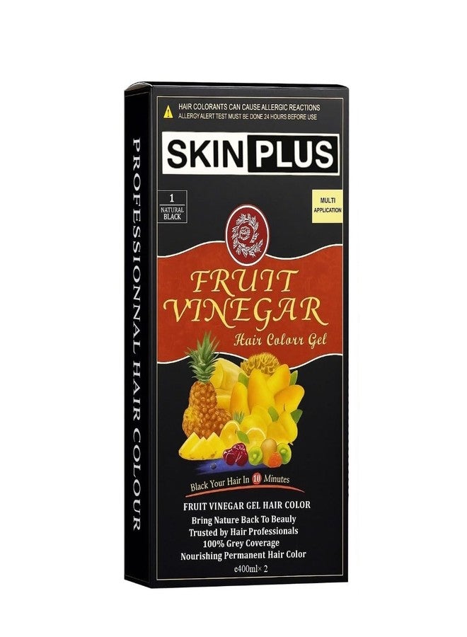 SKINPLUS Fruit Vinegar Gel Organic & Natural Hair Color Dye for Black Hair (BLACK, 800 ML) - Image 3
