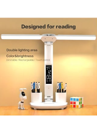 1 PC Double Headed LED Desk Lamp - USB Rechargeable Touch Control, Folding Design with Calendar/Clock/Night Light & Pen Holder, Bedroom Reading Lamp - pzsku/ZAF18444FBDE6002C5F83Z/45/_/1697438275/bf02c88e-281f-4ff3-9e0b-19f10aa66f72