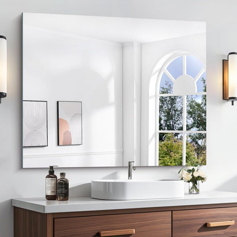 KOCUUY Frameless Bathroom Mirror, 30"x36" Frameless Mirror for Bathroom Sink, Unframed Mirrors for Wall Upgraded Shatterproof Design, Modern Decorative for Bedroom, Living Room, Entryway - Image 2