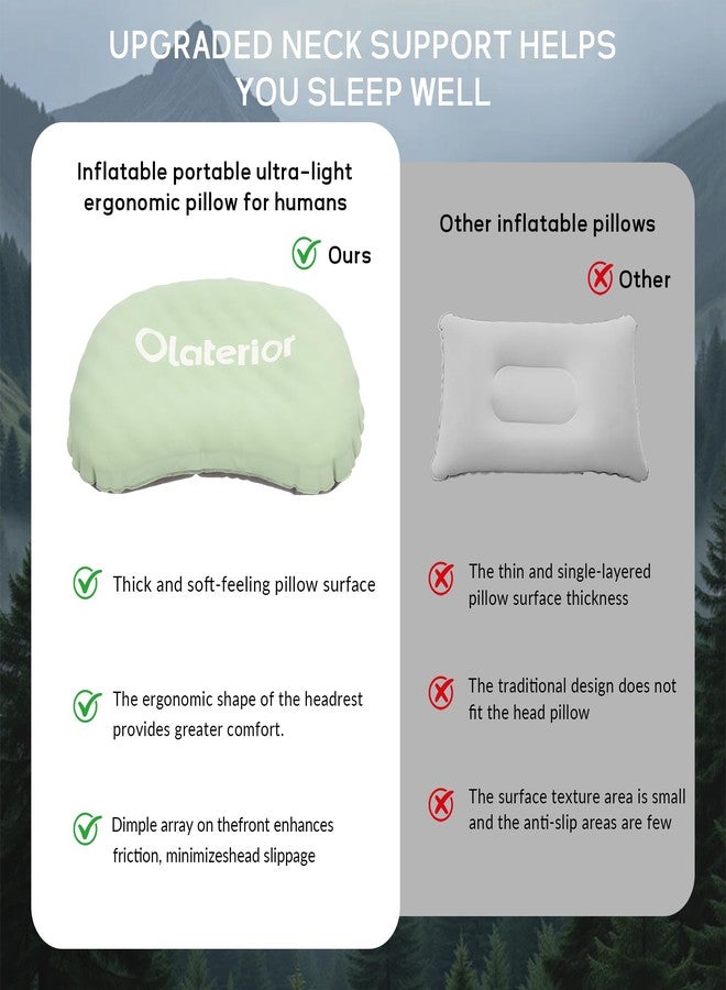 Olaterior Ultralight Inflatable Camping Travel Pillow, Compact Portable Backpacking Pillow, Ergonomic Blow Up Camp Pillows for Beach, Camping, Hiking, Backpacking & Airplane Travel - Image 4