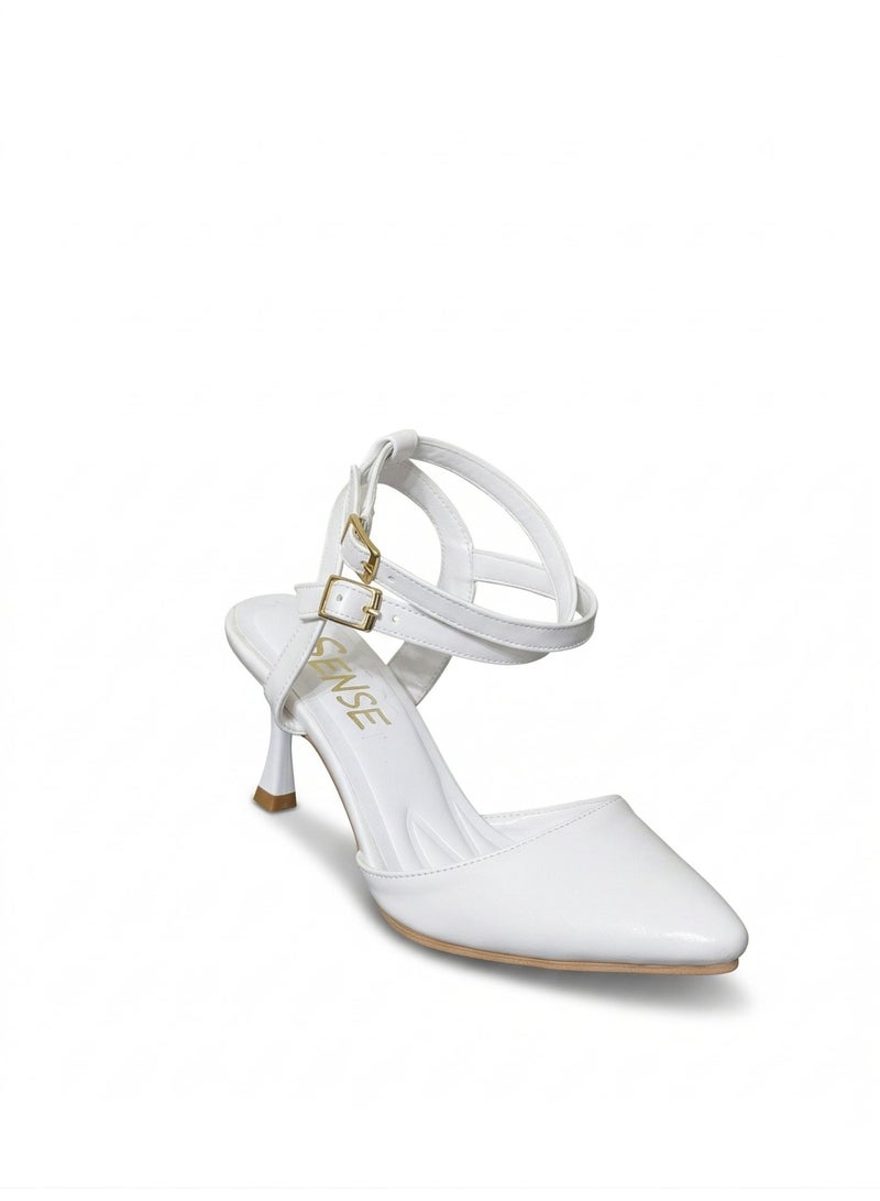 LIFESTYLISH Shoes Heels Leather With Buckles Elegant F-621 - White - Image 3
