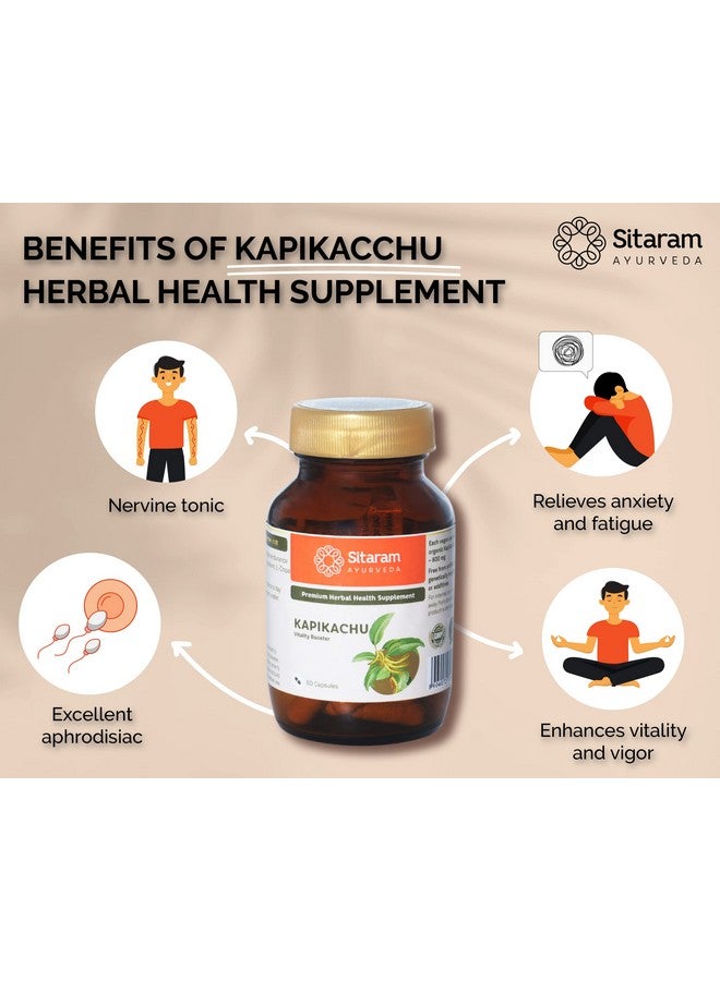 Sitaram Ayurveda Kapikachu Capsules 60 Nos | More Potent 600 MG Extract | Kerala Ayurvedic Kapikachhu Capsules | Naturally Boosts Dopamine Levels In The Body | Relieves Anxiety And Stress. - Image 2