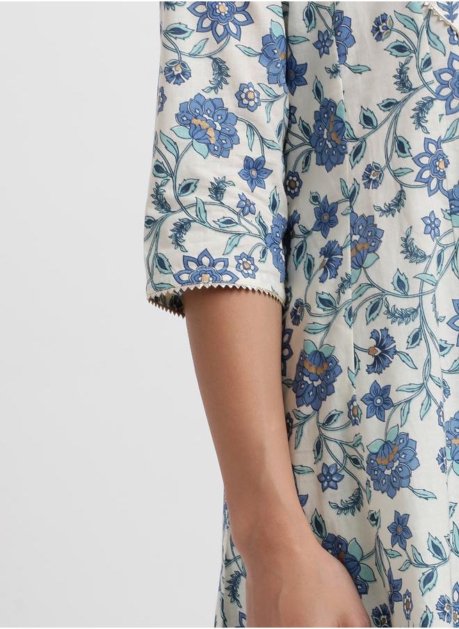 Styli - Floral Print Cotton Anarkali Kurta - Image 1