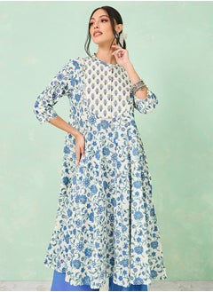 Floral Print Cotton Anarkali Kurta