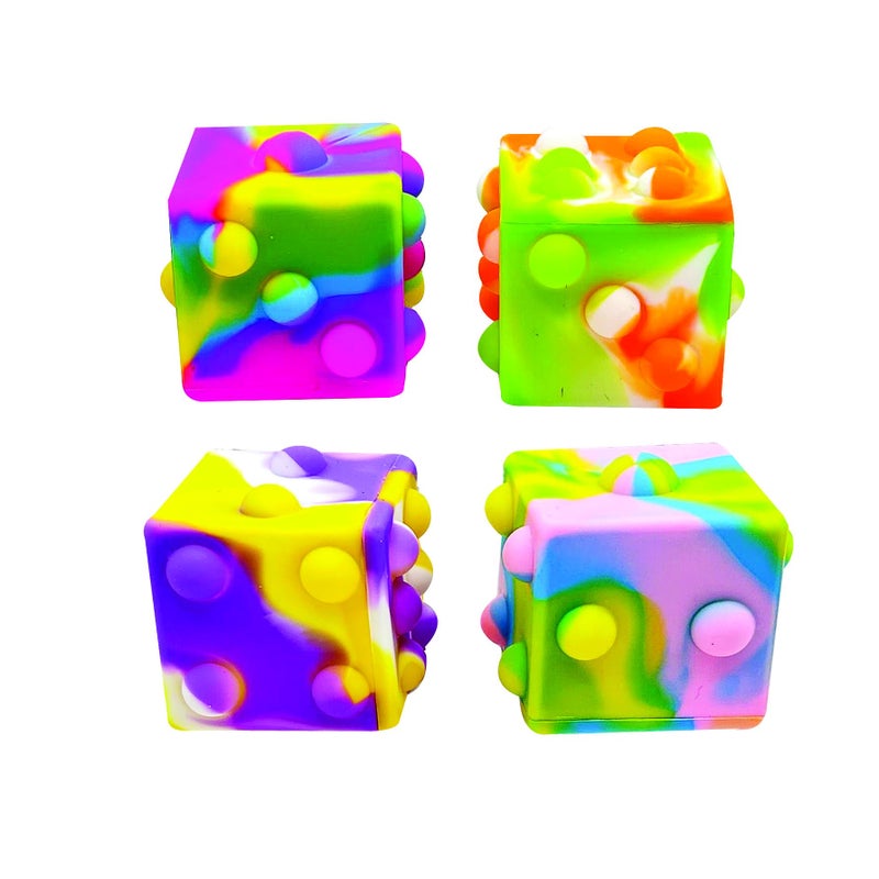 Geddes Raymond Geddes Pop n Dice Fidget Cube Toys 12 per Bag 6 Sided Pop it Fidget Toys Pack Fidget Squishy Toys in 4 Tie Dye Colors - Image 3