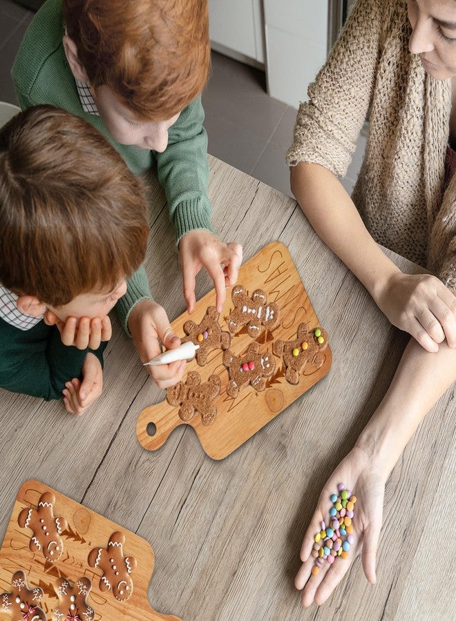 JarThenaAMCS 2 Pcs Merry Christmas Wood Cutting Board with Ribbon Xmas Tree Kitchen Charcuterie Board Serving Platter Tray for Winter Home Party Gift Decor - Image 4