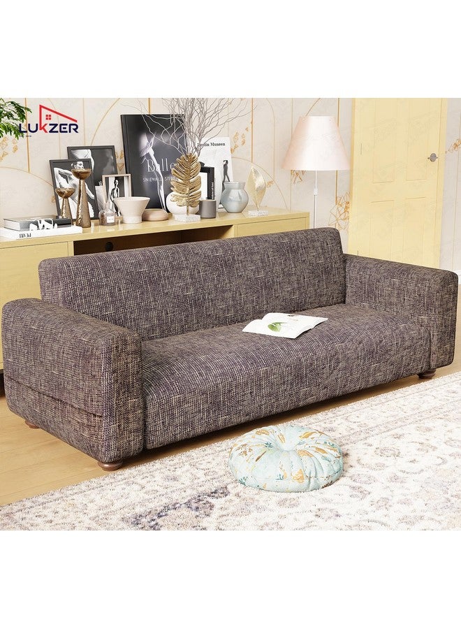 Lukzer غطاء أريكة عالمي بتصميم خط بني لكرز 3 مقاعد | غطاء أريكة مضاد للانزلاق قابل للغسل مغطى بالكامل بزاوية 360° | غطاء قابل للتمدد من بوليستر + سباندكس (180-230 سم/SC-024-03) - Image 4