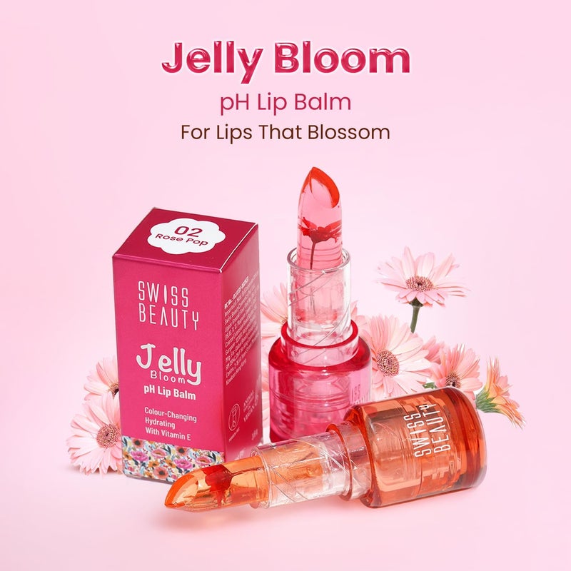 Jelly Bloom pH Lip Balm | Colour-Changing Tint | Hydrating | With Vitamin E | Vegan | Paraben-Free | Cruelty-Free | 3.6g, Shade- Rose Pop - Image 1