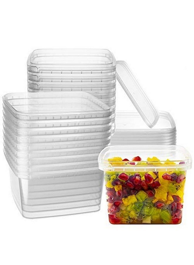 NYHI 16 oz. 20 Pack Square Clear Deli Containers with Lids Disposable BPA Free Square Plastic Food Storage Containers with Lids Airtight for Meal Prep Take Out Kitchen - Image 1