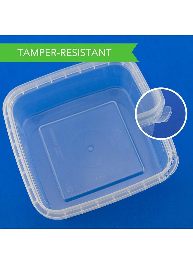 NYHI 16 oz. 20 Pack Square Clear Deli Containers with Lids Disposable BPA Free Square Plastic Food Storage Containers with Lids Airtight for Meal Prep Take Out Kitchen - Image 3