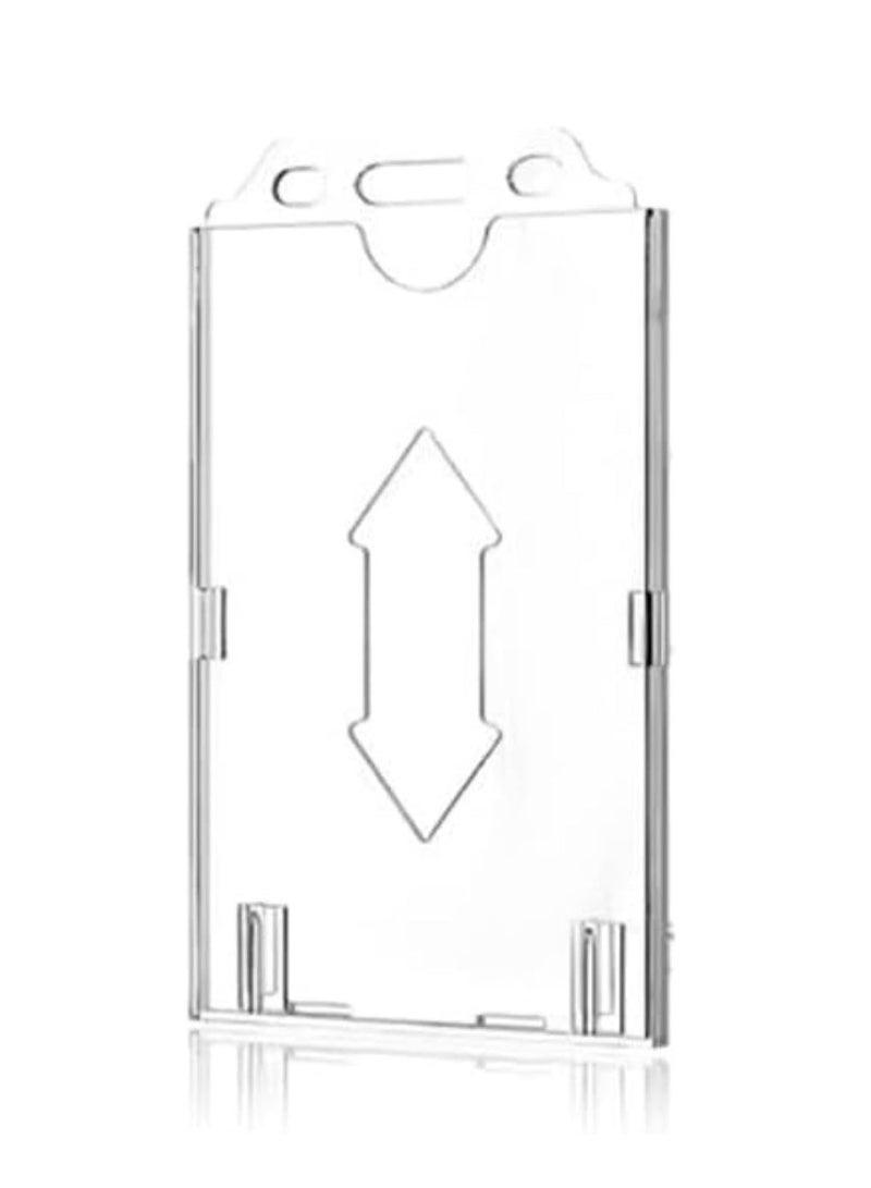 MARKQ [Pack of 10] Hard Plastic Clear Vertical Card Holder – Durable Anti-Fold ID Card Holder with Access Thumb Slot for Office Employees & Students  - Image 3