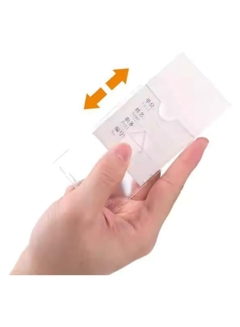 MARKQ [Pack of 10] Hard Plastic Clear Vertical Card Holder – Durable Anti-Fold ID Card Holder with Access Thumb Slot for Office Employees & Students  - Image 4