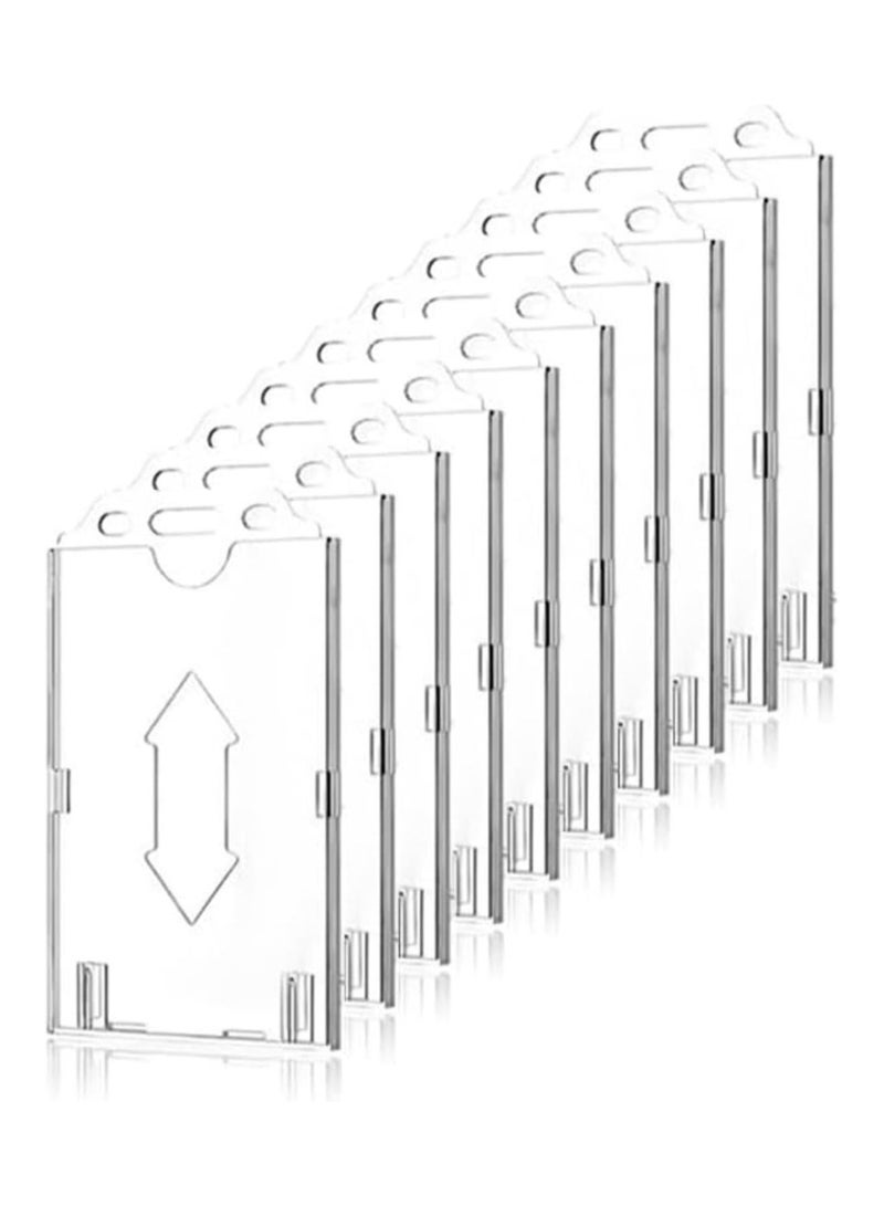 MARKQ [Pack of 10] Hard Plastic Clear Vertical Card Holder – Durable Anti-Fold ID Card Holder with Access Thumb Slot for Office Employees & Students  - Image 1