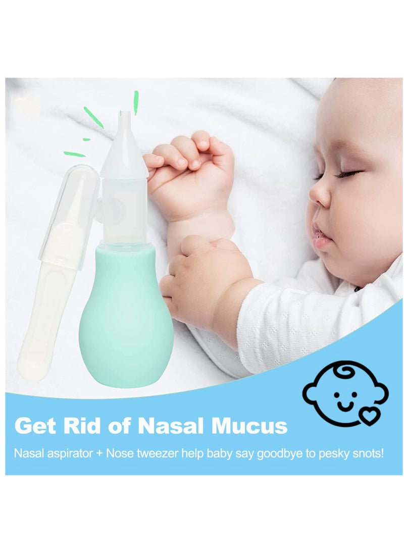 SYOSI Silicone Baby Nasal Aspirator, Premium Anti-backflow Nose Cleaner, Manual Nasal Snot Sucker with Carrying Case, and Nose Cleaning Tweezers for Nose Congestion Relief in Babies and Toddlers(2 Packs)  - Image 1
