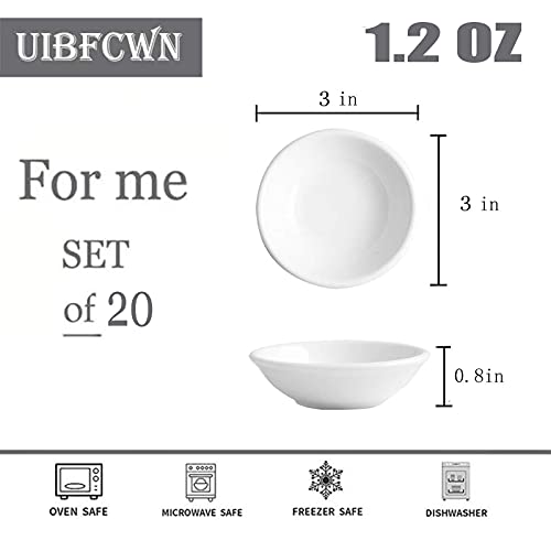 UIBFCWN 20 Pack Ceramic Dipping Bowls, 3 Inch Dipping Sauce Bowls/Dishes, 1.2 oz Soy Sauce Dish, Asian Dipping Dishes for Ketchup, BBQ, Side Dish, Sushi, Condiments, Appetizer - Image 2