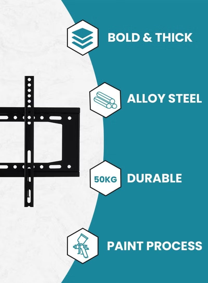 ELTRAZONE TV Wall Mount 26-63 Inches Ultra Strong Fixed Bracket for Flat & Curved Screens, LED LCD OLED Plasma, High-Quality Material, Wide Compatibility, Space-Saving, Easy Installation - Image 2