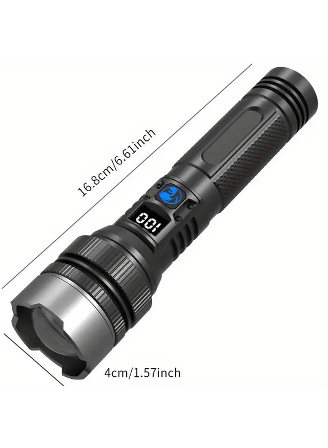 مصباح يدوي LED أسود كبير فائق السطوع 10000 لومن قابل لإعادة الشحن عبر USB - معدات التخييم - Image 3