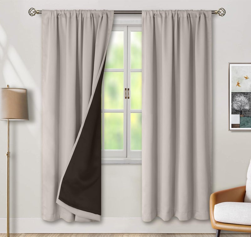 BGment Blackout Curtains for Bedroom 72 Inch Long  Thermal Insulated Full Room Darkening Bedroom Curtains  Heavy Sun Blocking Soundproof Window Curtains with Rod Pocket  2 Panels  52 Wide  Cashmere - Image 5