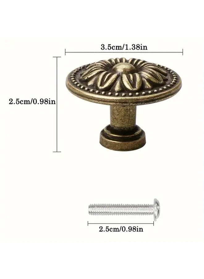 6 Pcs Vintage Rustic Antique Bronze Cabinet Knobs For Drawers Dressers With Screws - Image 3
