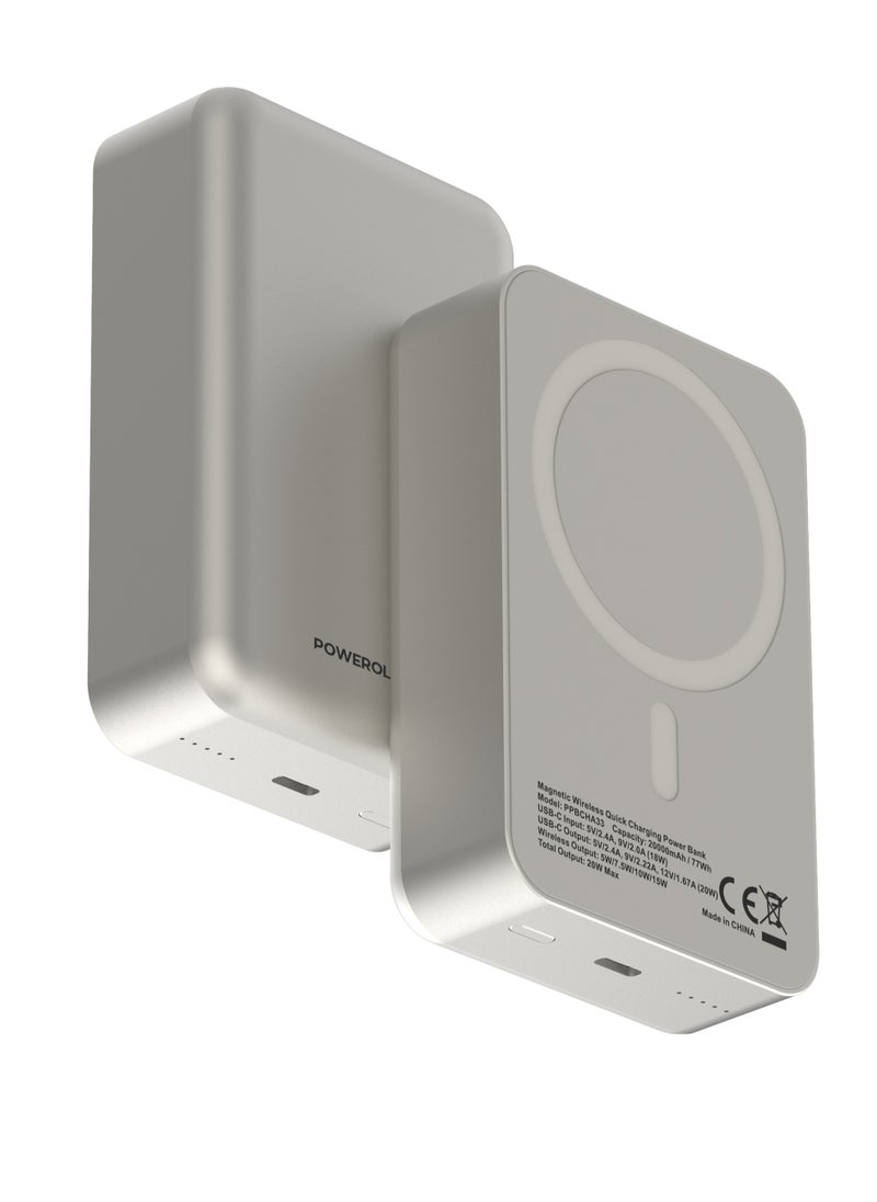 20000mAh Magsafe Power Bank 20W PD & 15W Wireless / Simultaneous Charging / Compact Design - Titanium
