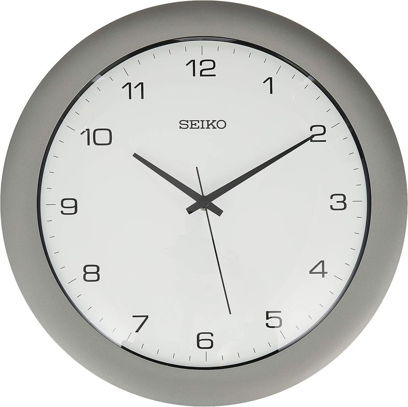 Seiko 12" Brushed Metal Quiet Sweep Office Wall Clock, Silver Tone - Image 2