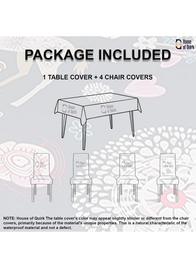 HOUSE OF QUIRK House of Quirk Dining Chair Cover with Table Covers for Kitchen Waterproof Dining Table Cloth (Blue Deer, 1 Table Cover + 4 Chair Cover)  - Image 4