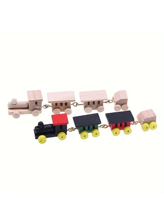 Beige Miniature Train Set for Dollhouse Detailed Toy for Collectors - Image 5