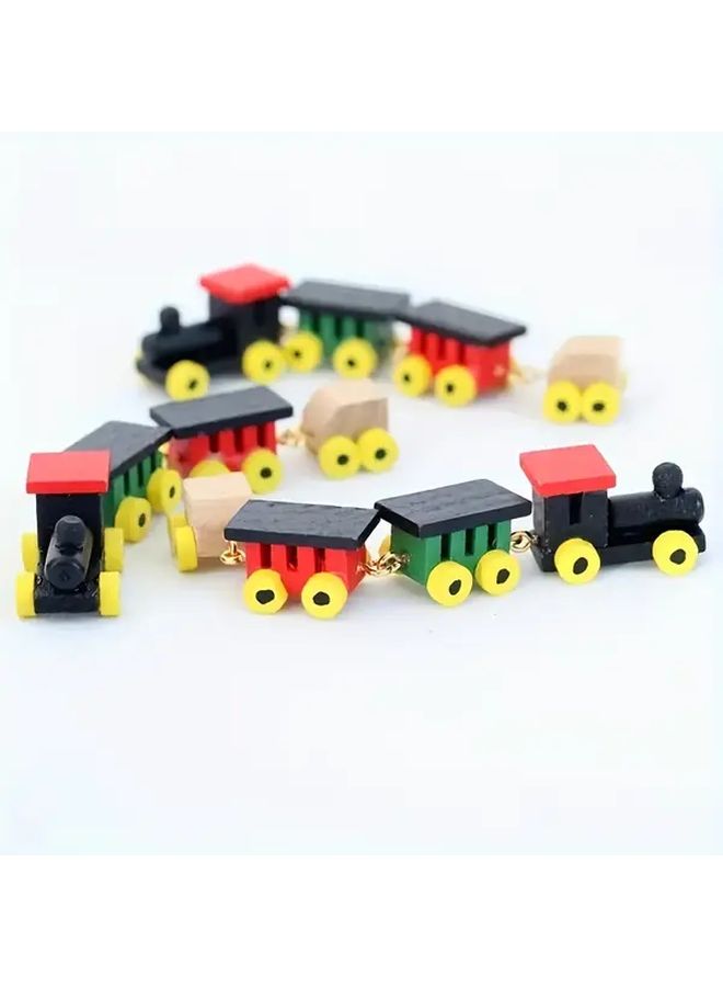 Beige Miniature Train Set for Dollhouse Detailed Toy for Collectors - Image 1