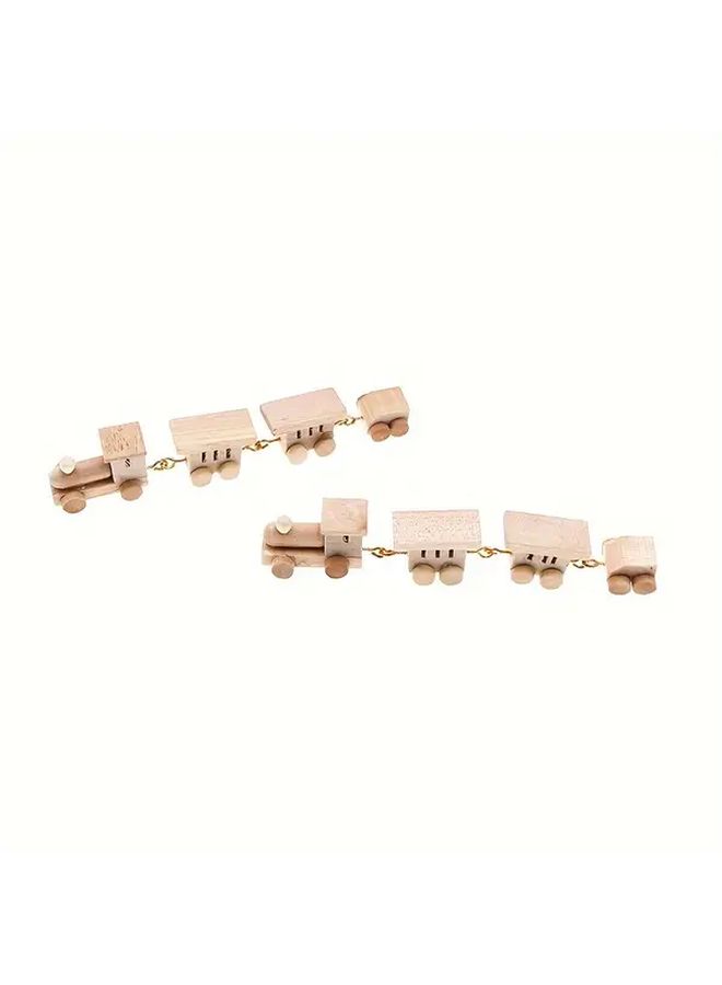 Beige Miniature Train Set for Dollhouse Detailed Toy for Collectors - Image 4